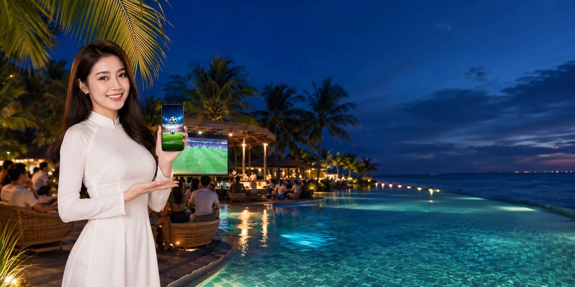 Người hâm mộ bóng đá tại Mũi Né theo dõi kèo cược trên điện thoại trước trận đấu